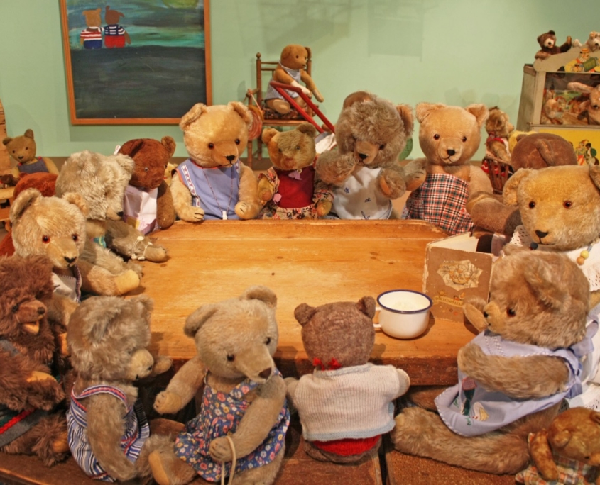 Teddybärensammlung in der Ausstellung